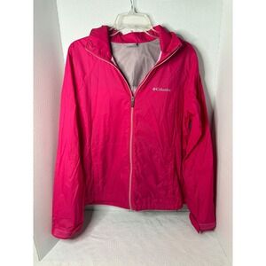Columbia Women's Pink Full Zip Hooded Windbreaker Jacket Size Large Lightweight